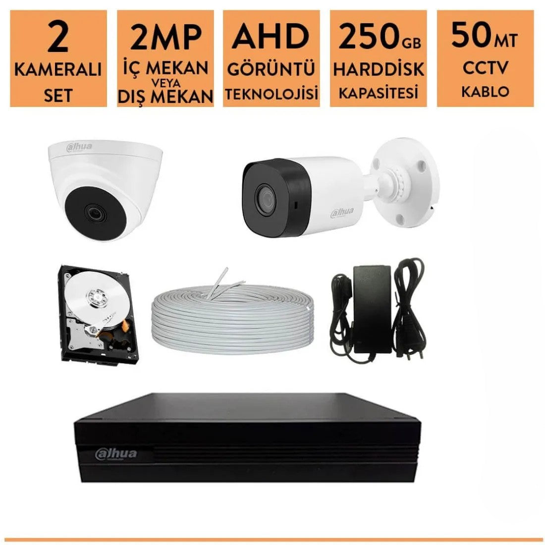 Dahua 2mp 2 Kameralı Ahd Kamera Sistemi
