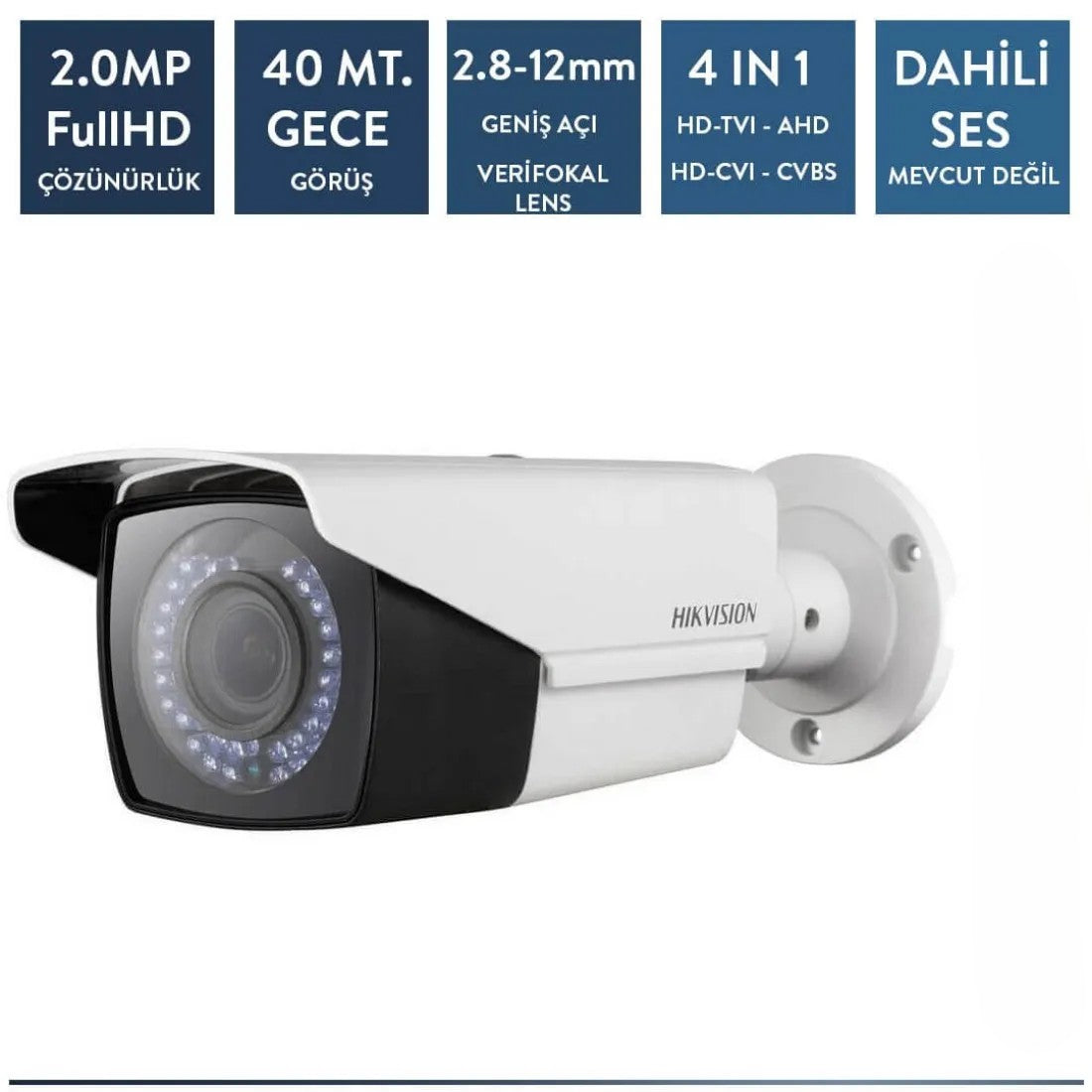 Hikvision DS-2CE16D0T-VFIR3F 2mp Varifocal Lensli IR Bullet Kamera