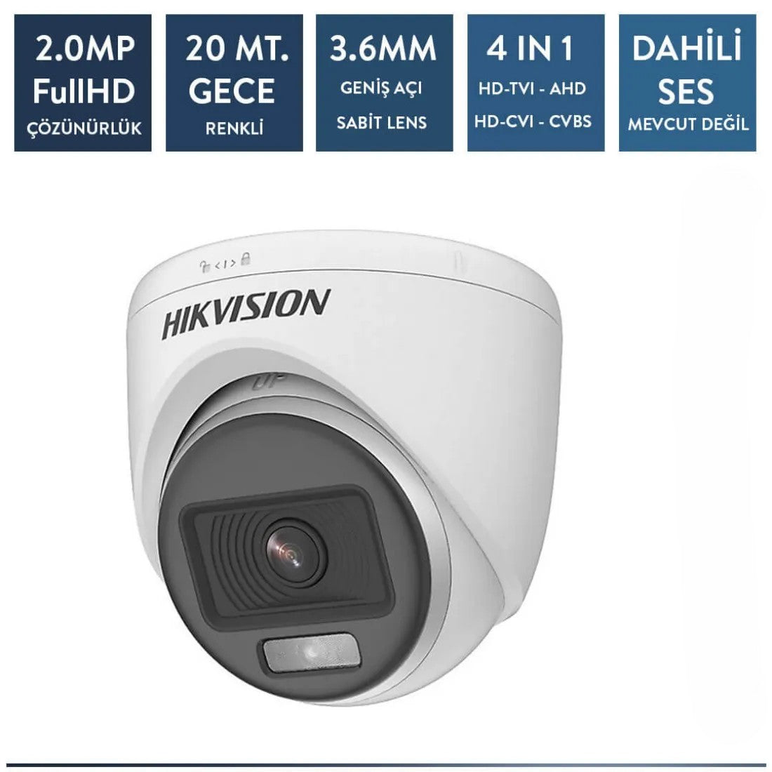 Hikvision DS-2CE70DF0T-PF İç Ortam ColorVu 2mp IR Dome Kamera