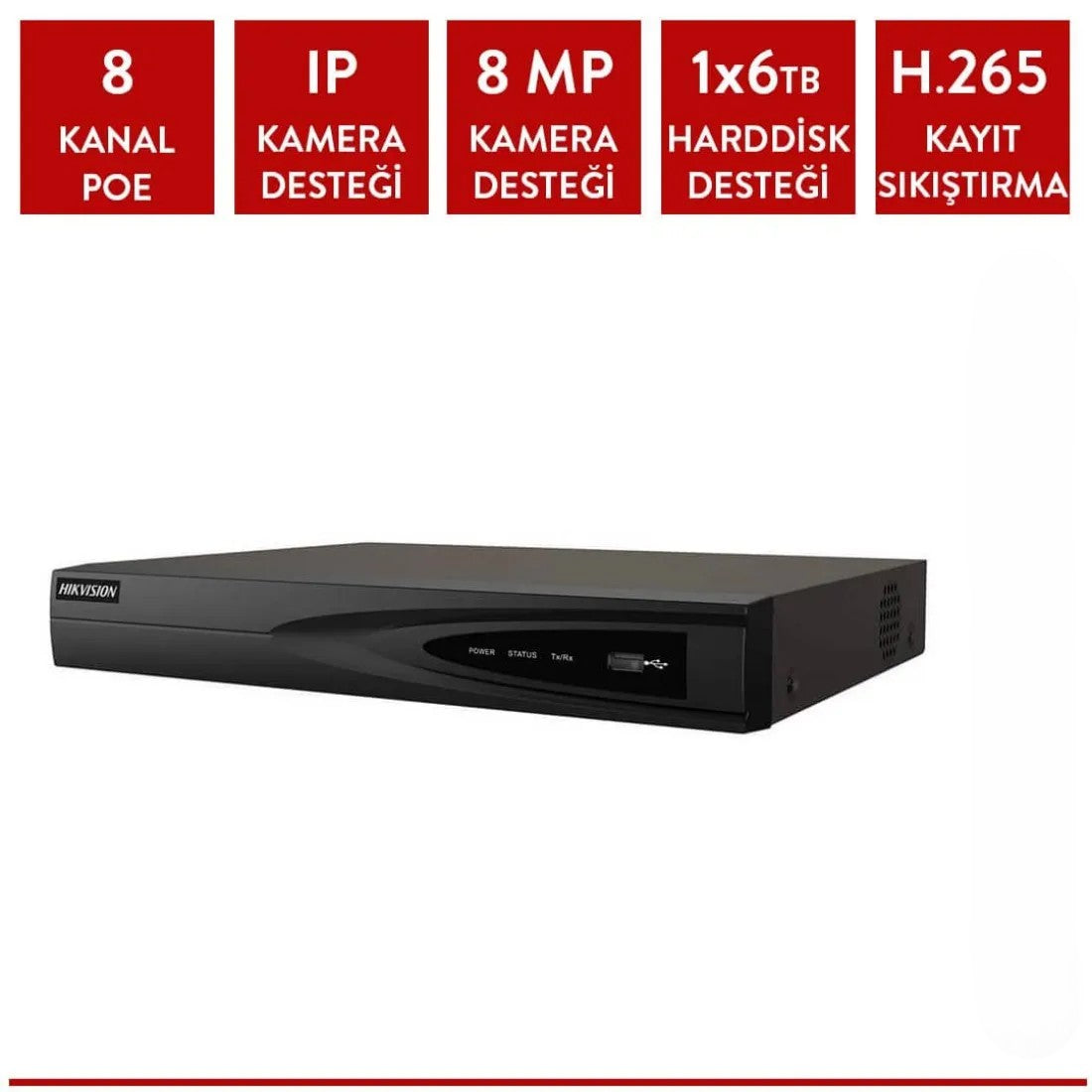 Hikvision DS-7608NI-K1/8P 8 Kanal Poe' li Nvr Kayıt Cihazı