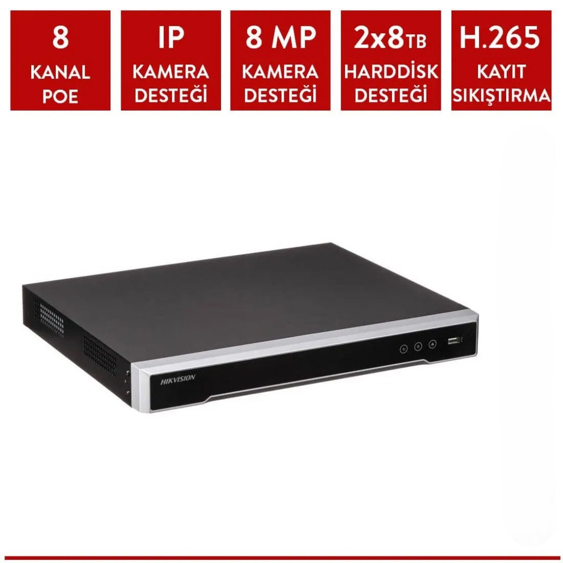 Hikvision DS-7608NI-Q2/8P 8 Kanal Poe' li Nvr Kayıt Cihazı