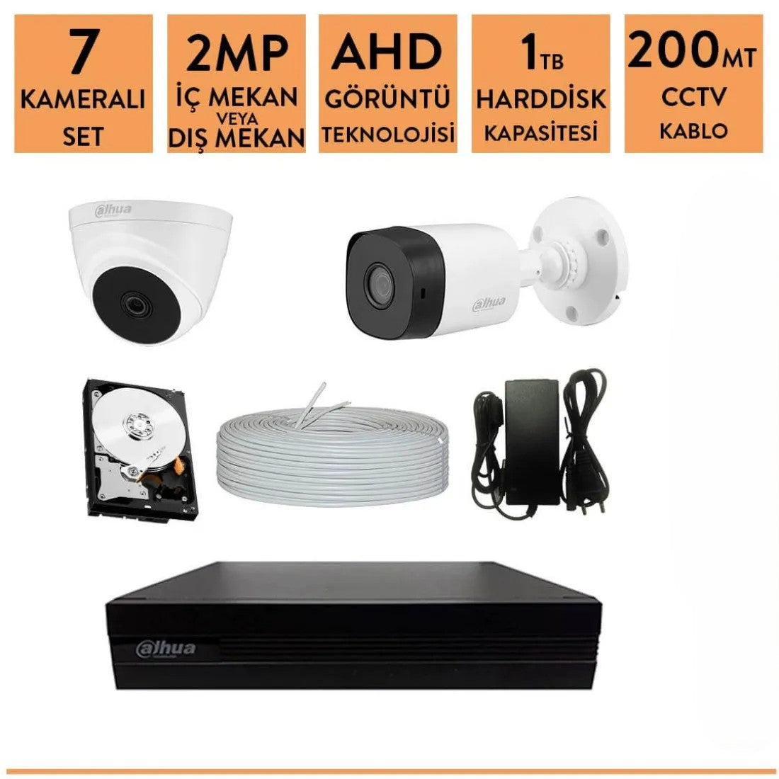 Dahua 2mp 7 Kameralı Ahd Kamera Sistemi
