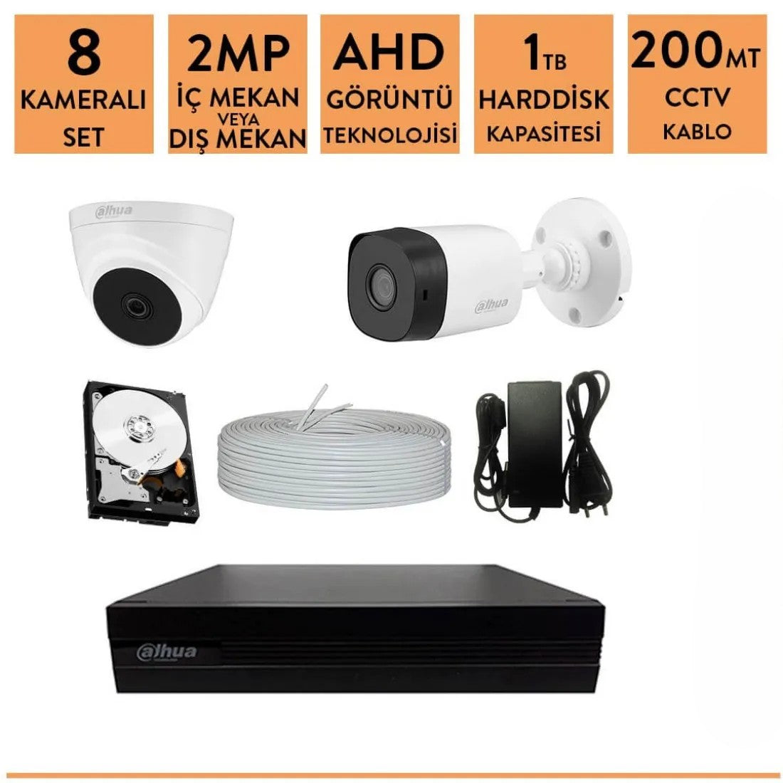 Dahua 2mp 8 Kameralı Ahd Kamera Sistemi