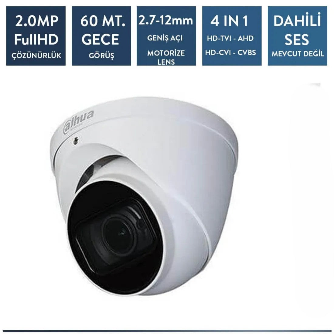 Dahua HAC-HDW1200T-Z-2712 2mp HDCVI IR Dome Motorize Kamera