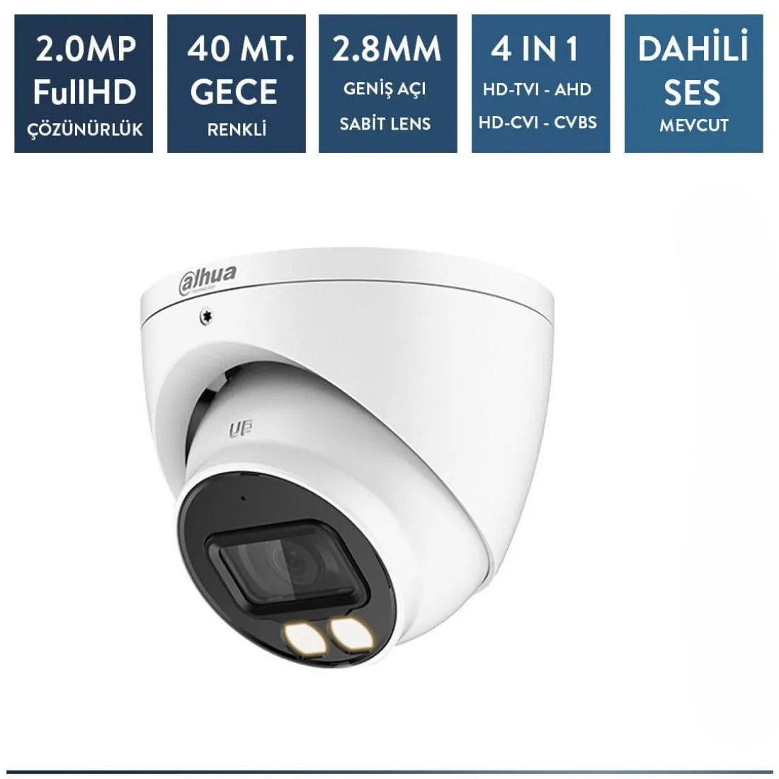 Dahua HAC-HDW1209TQ-A-LED-0280B-S2 2mp Full Color Sesli Hdcvı Dome Kamera
