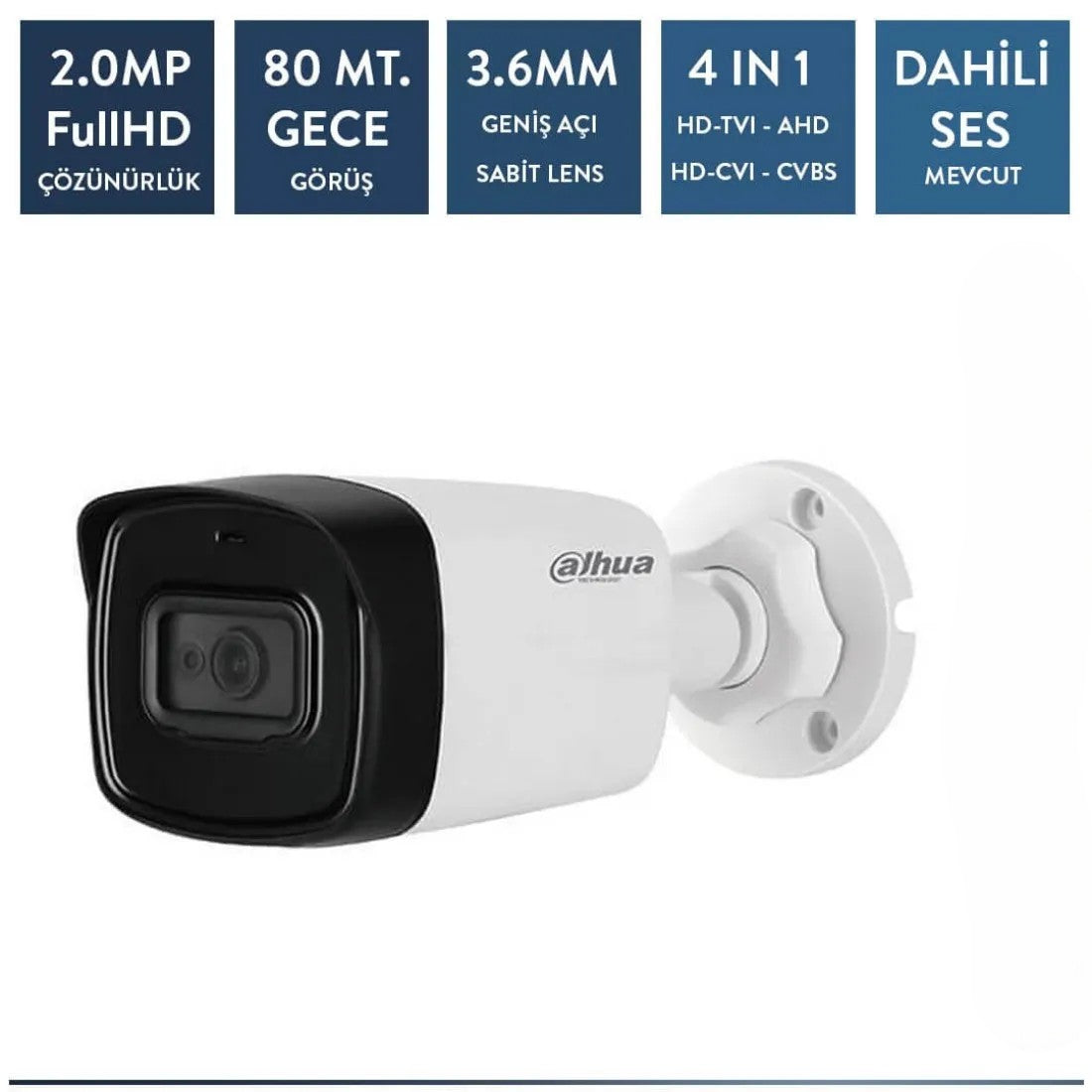 Dahua HAC-HFW1200TL-A-0360B Sesli 2mp HDCVI IR Bullet Kamera