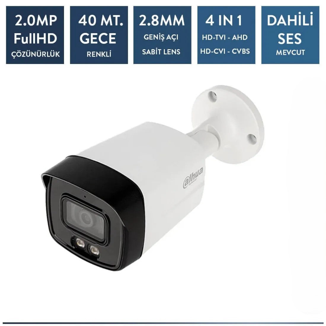 Dahua HAC-HFW1209TLM-A-LED-0360B-S2 2mp Full Color Sesli Hdcvı Bullet Kamera