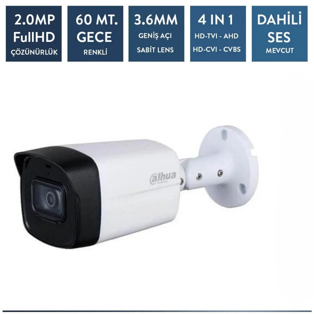 Dahua HAC-HFW1231TLM-I6-A-0360B 2mp Sesli Starlight HDCVI IR Bullet Kamera