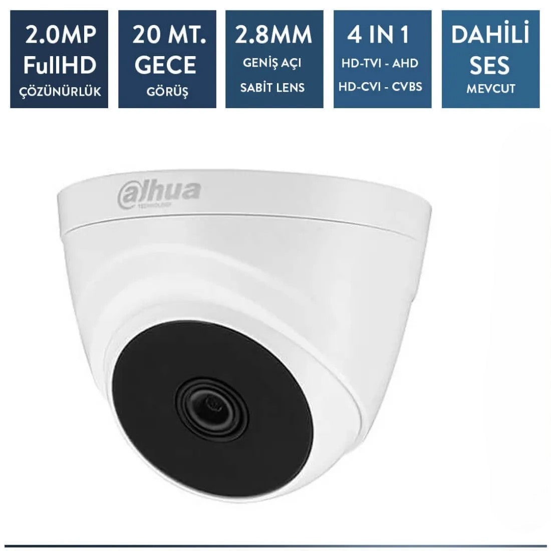 Dahua HAC-T1A21-A-0280B 2mp Sesli Hdcvı Dome Kamera