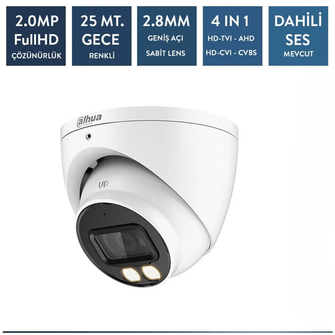 Dahua HAC-T1A21P-U-IL-A 2mp Full Color Sesli Hdcvı Dome Kamera