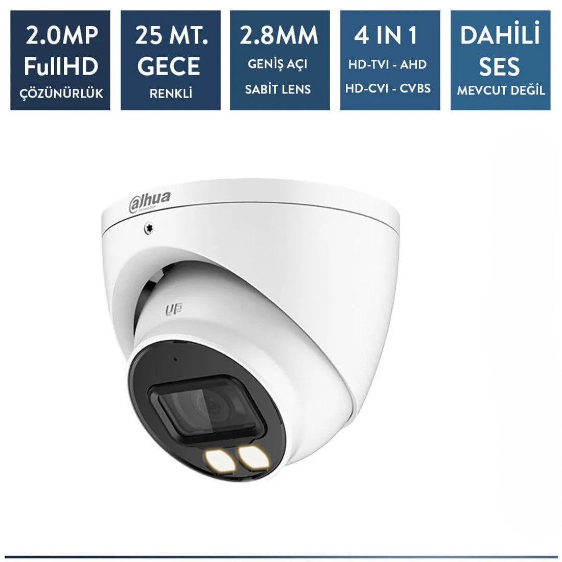 Dahua HAC-T1A21P-U-IL 2mp Full Color Hdcvı Dome Kamera