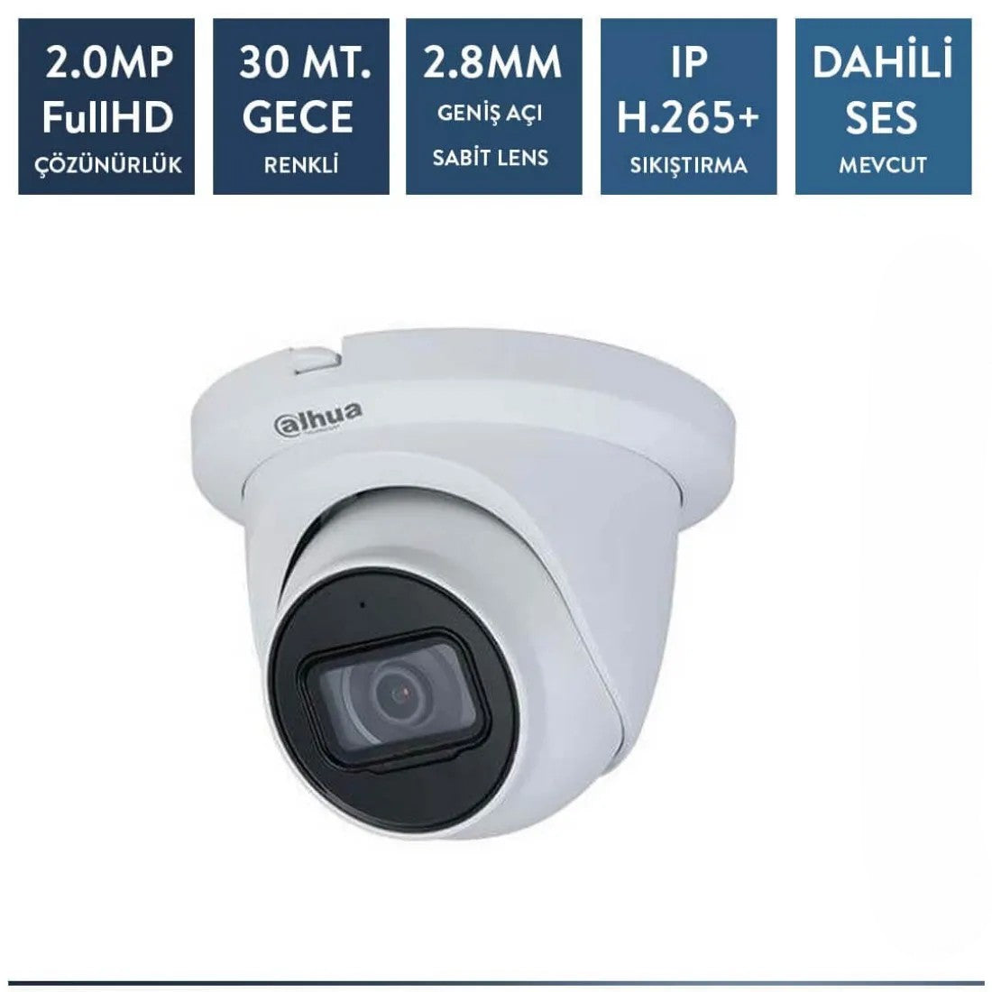 Dahua IPC-HDW2231T-AS-0280B-S2 2mp ip Dome Starlight Sesli Kamera