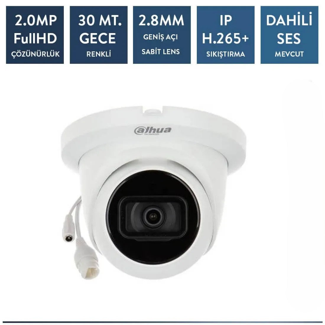 Dahua IPC-HDW2231TM-AS-0280B-S2 2mp ip Dome Starlight Sesli Kamera