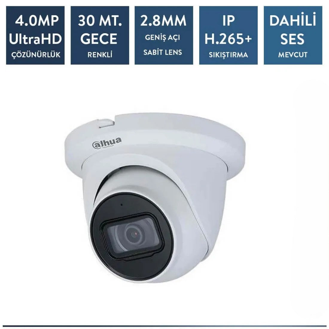 Dahua IPC-HDW2431TM-AS-0280B-S2 4mp ip Dome Starlight Sesli Kamera