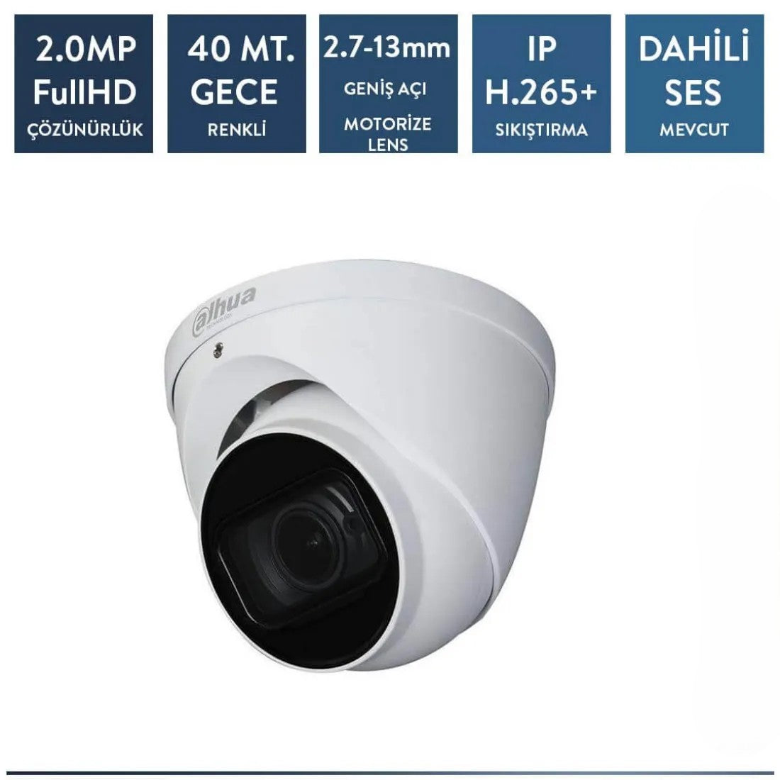 Dahua IPC-HDW3241T-ZAS-27135 2mp ip Dome Starlight Sesli Motorize Kamera