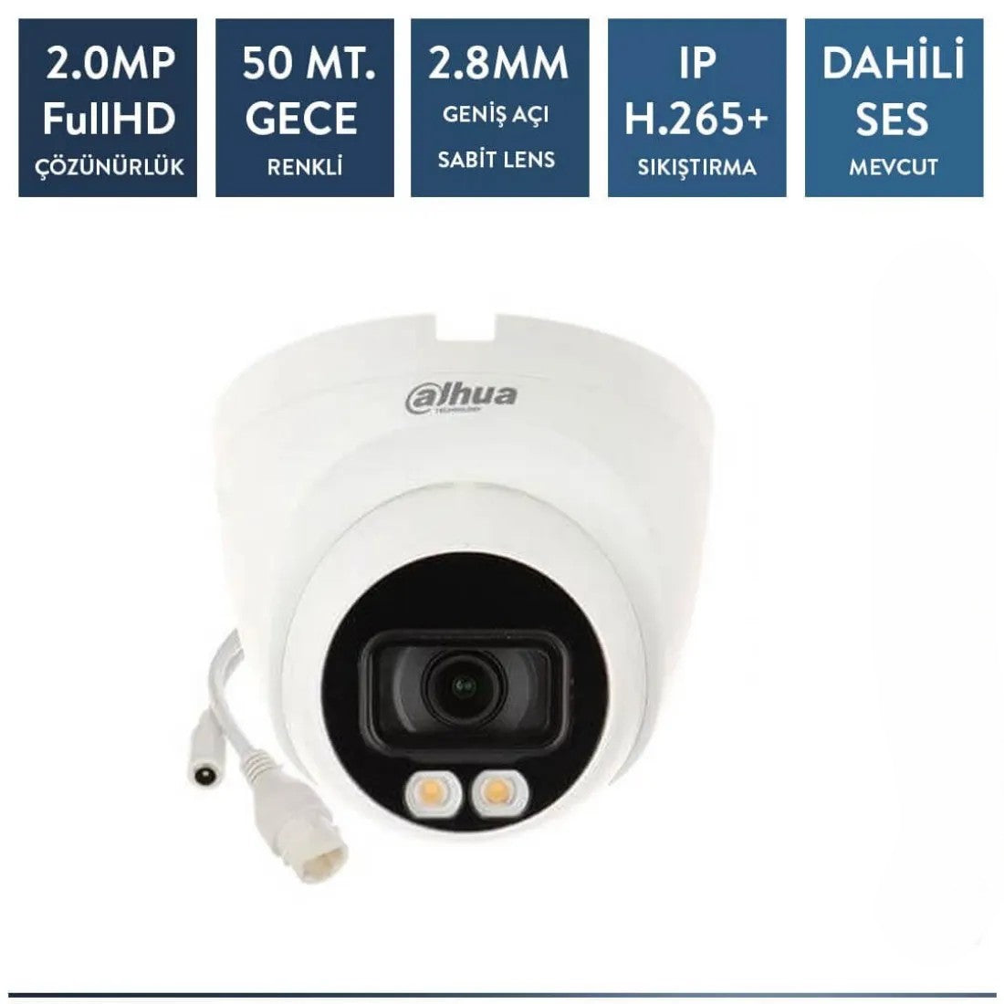 Dahua IPC-HDW3241TM-AS-0280B 2mp ip Dome Starlight Sesli Kamera