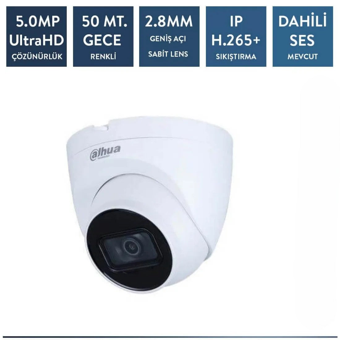 Dahua IPC-HDW3541TM-AS-0280B 5mp ip Dome Starlight Sesli Kamera