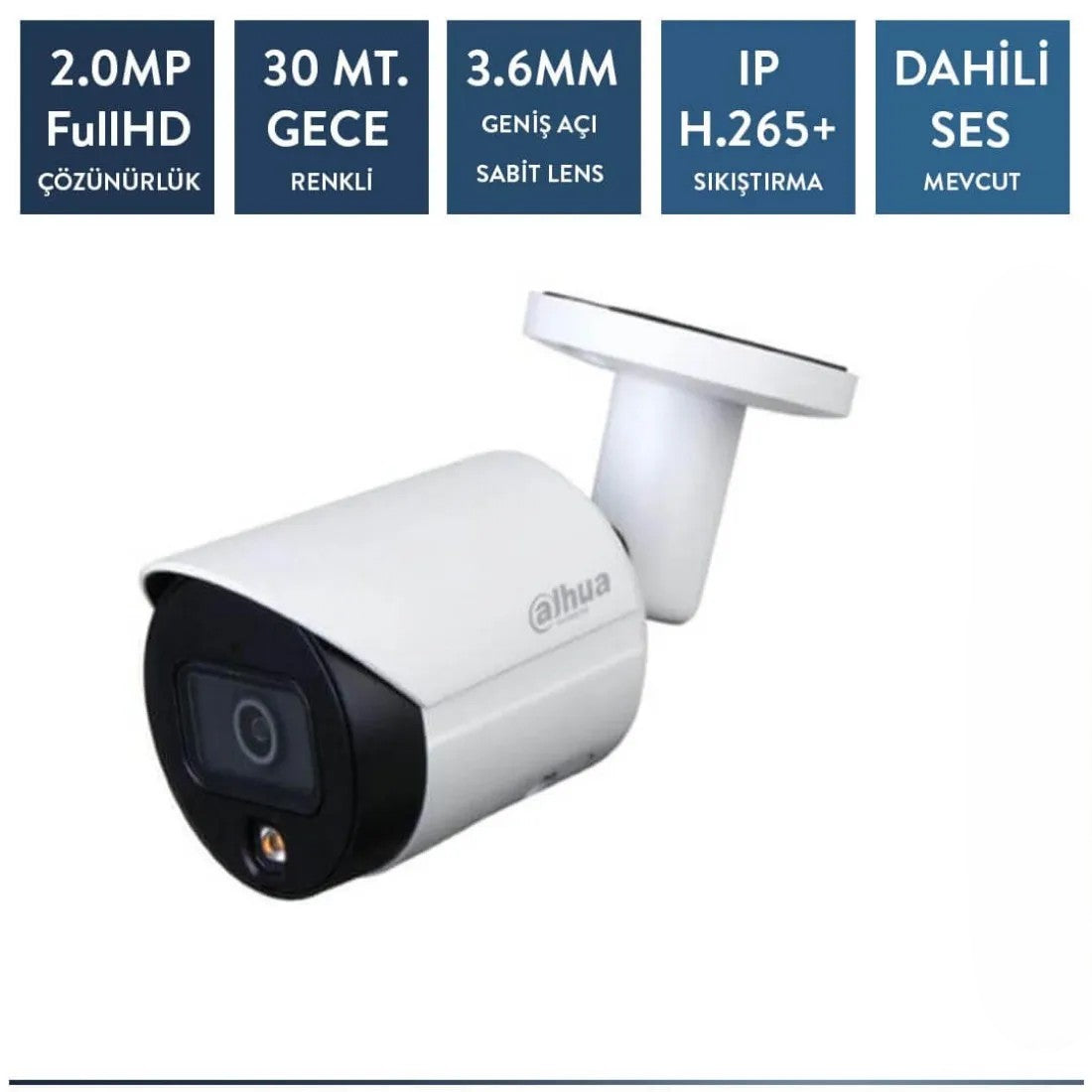 Dahua IPC-HFW2239S-SA-LED-0360B-S2 2mp Full Color ip Bullet Sesli Kamera