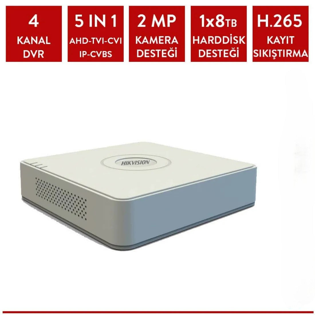 Hikvision DS-7104HGHI-K1 4 Kanal DVR Kayıt Cihazı