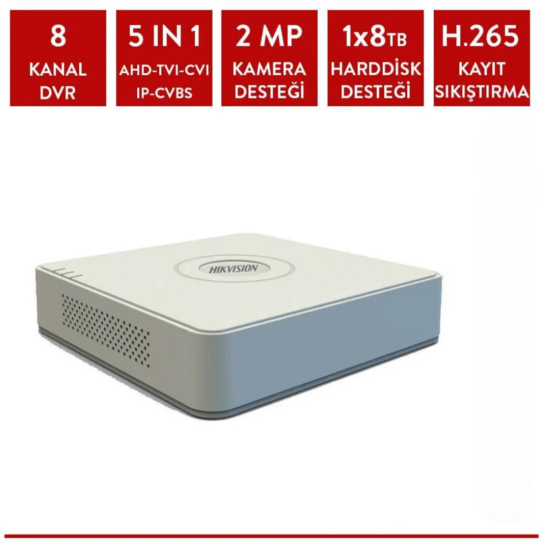 Hikvision DS-7108HGHI-K1 8 Kanal DVR Kayıt Cihazı