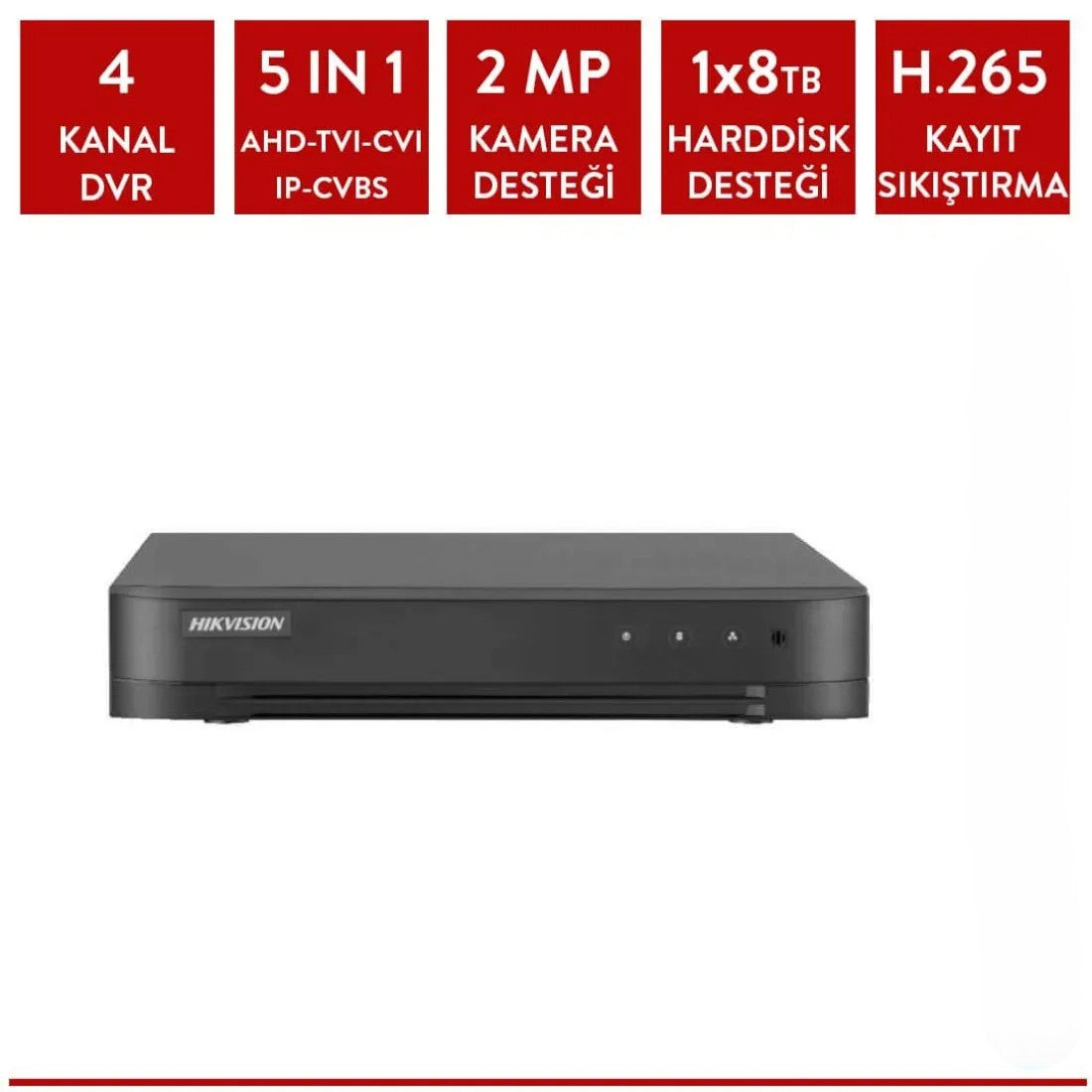 Hikvision DS-7204HGHI-K1 4 Kanal DVR Kayıt Cihazı
