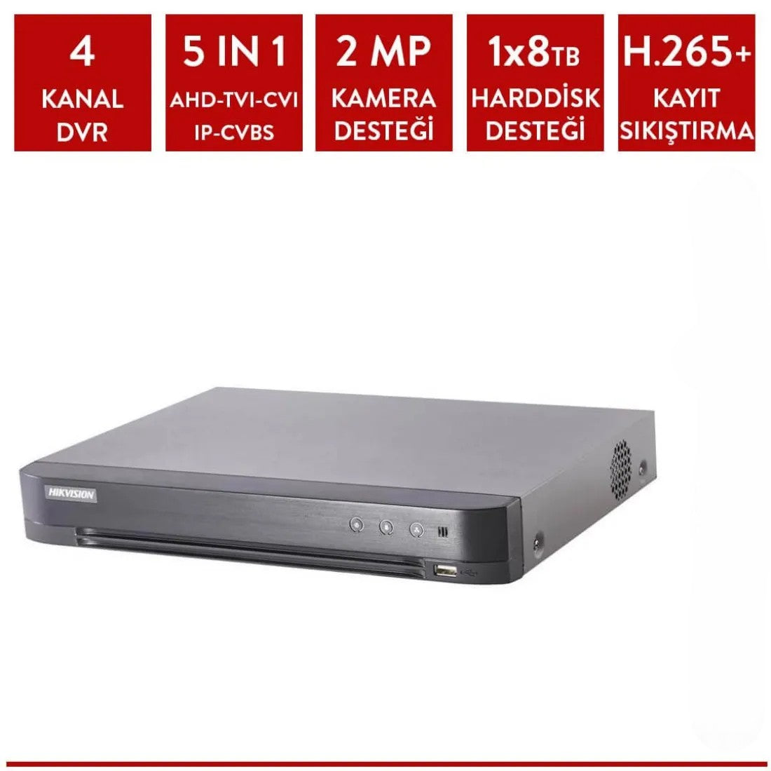Hikvision DS-7204HQHI-K1 4 Kanal DVR Kayıt Cihazı