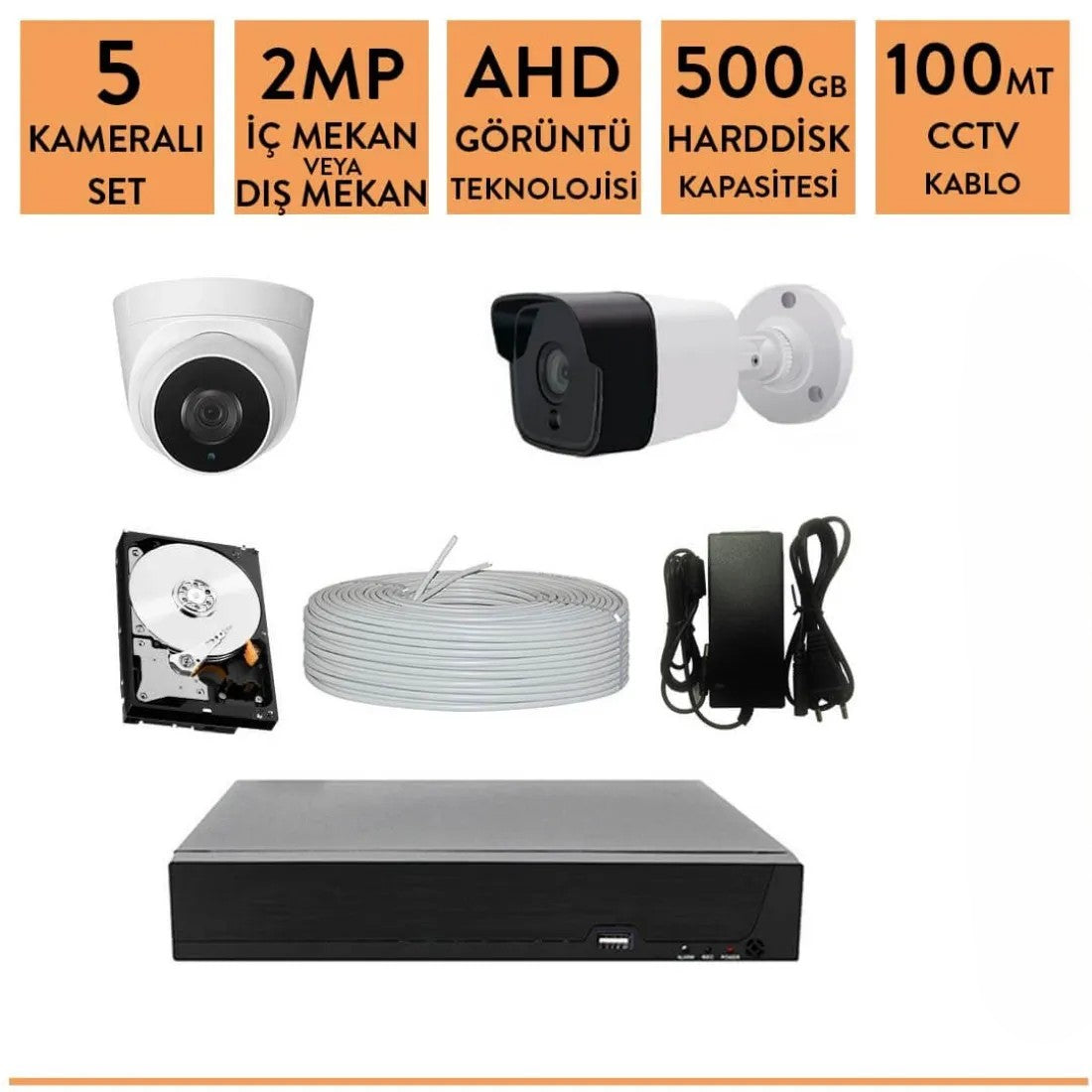 Techvision 2mp 5 Kameralı Ahd Kamera Sistemi
