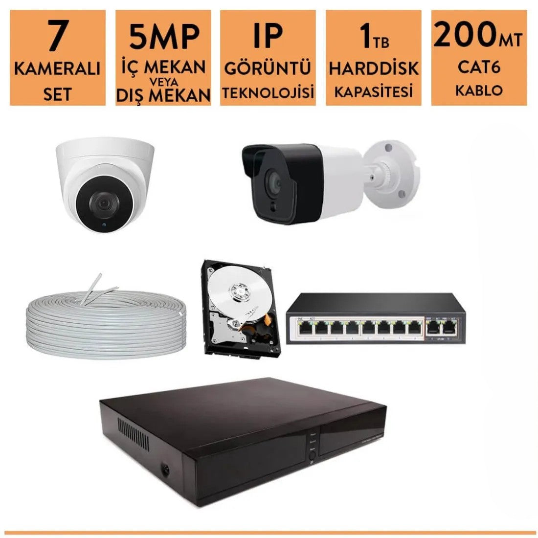 Techvision 5mp 7 Kameralı ip Kamera Sistemi