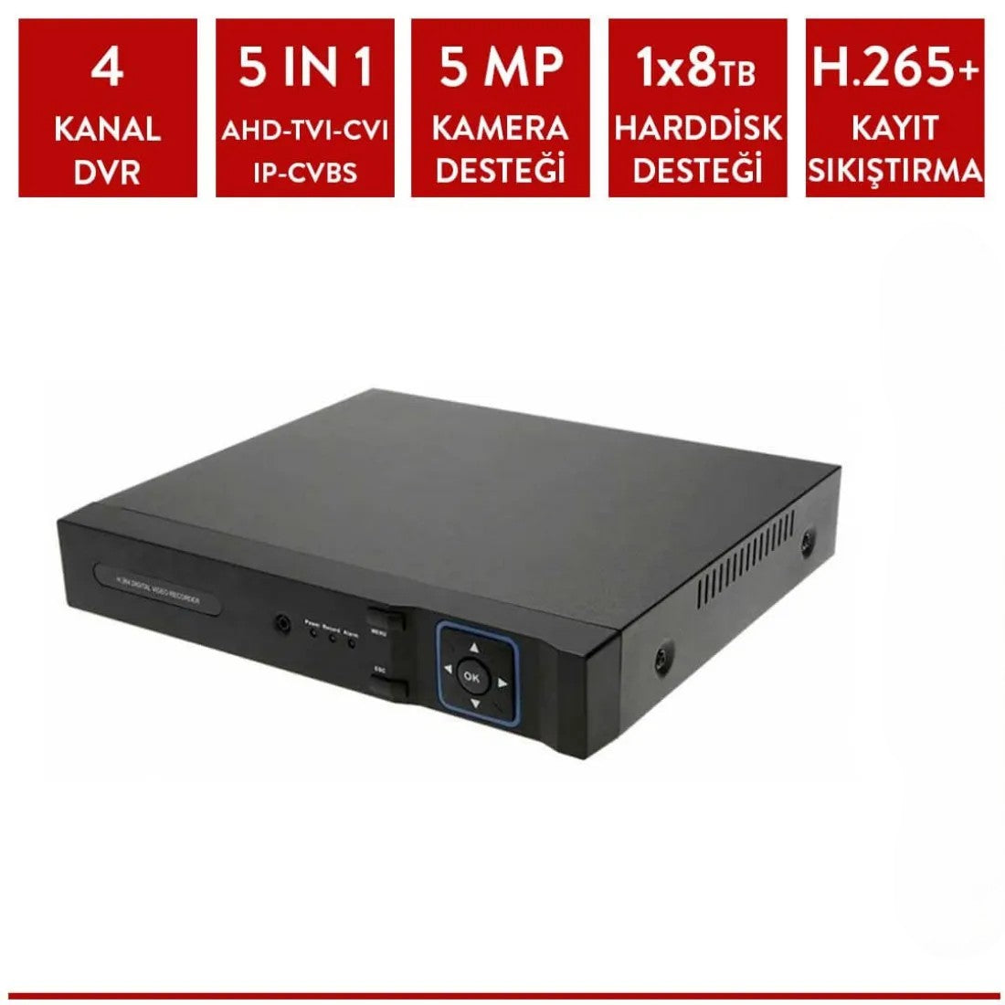 Techvision TC-5404 4 Kanal 4 Ses 5mp Xmeye Ahd Kayıt Cihazı